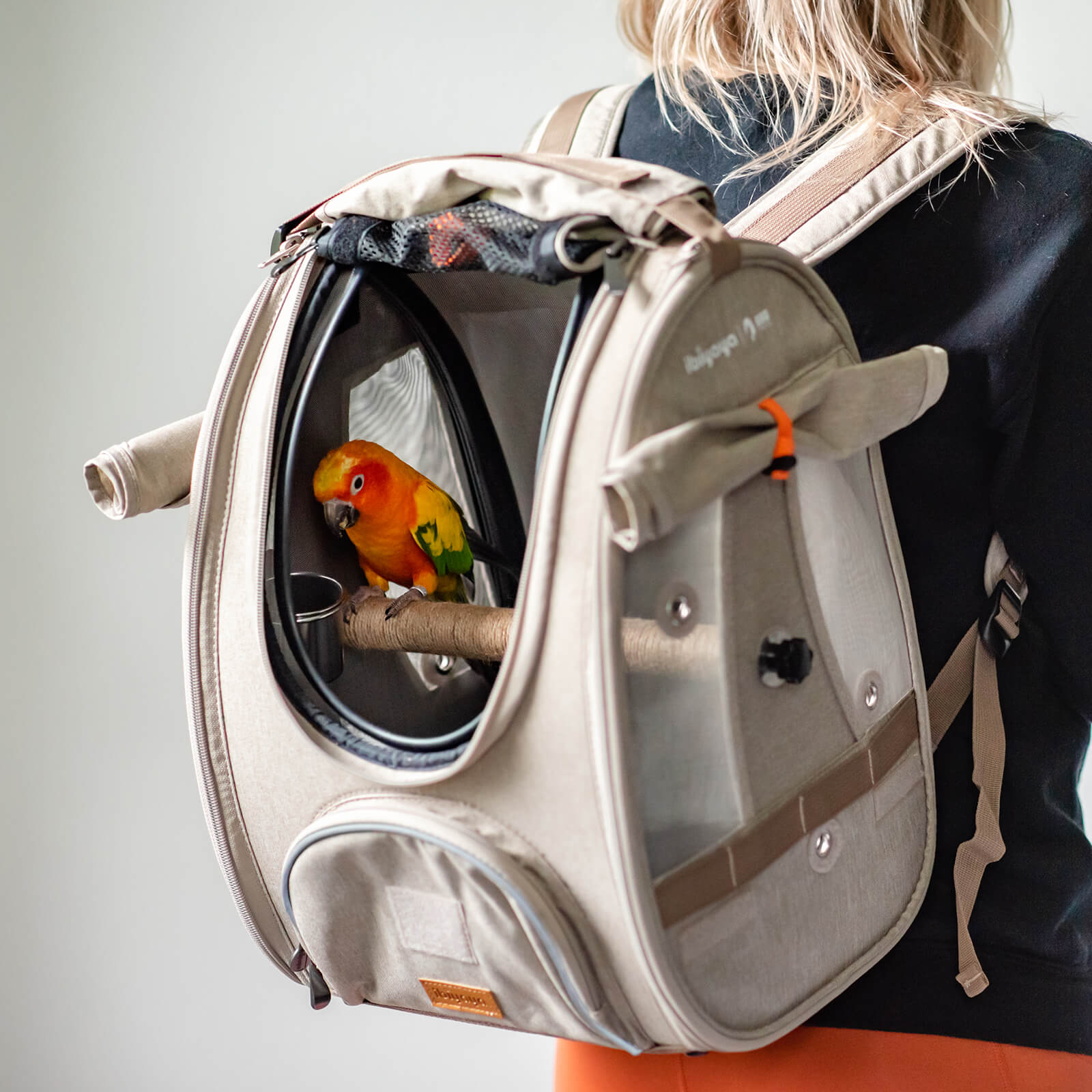ibiyaya x BirdTricks TrackPack for Birds, Patented Small Bird Carrier Backpack with Perch