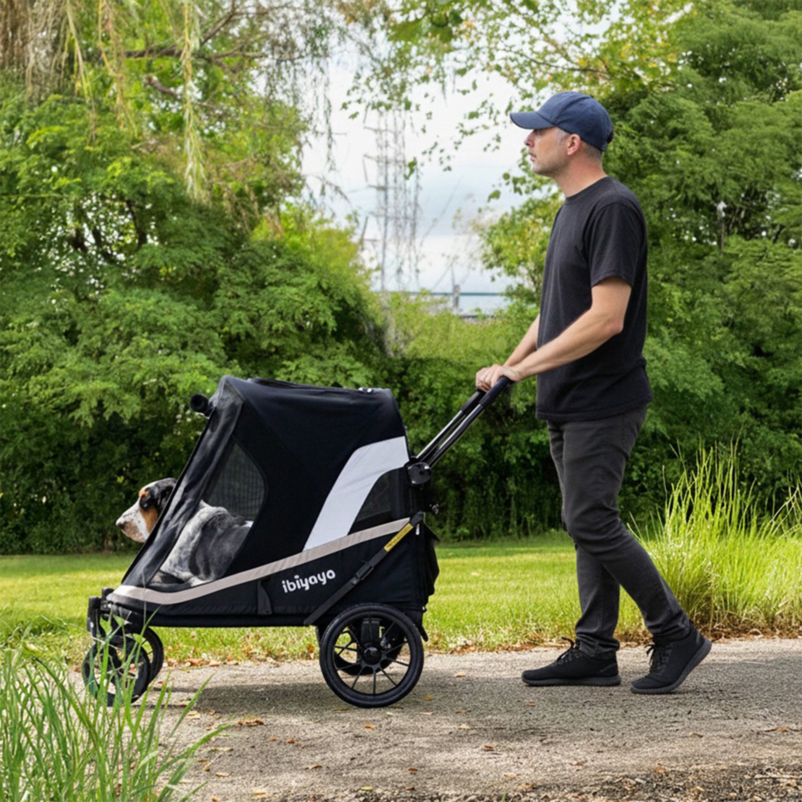 Grand Cruiser Large Dog Stroller, 4-Wheel Dog Pram for Large Breeds, Senior & Injured Pets