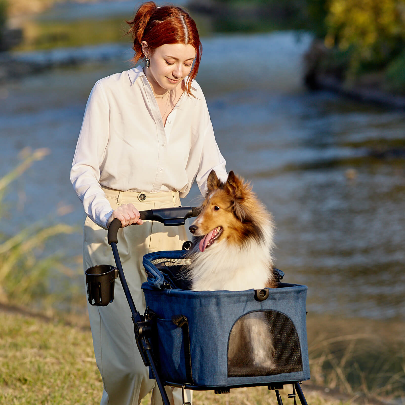 ibiyayaĀ® Essential ā Travois Tri-fold Pet Travel System XL, Pet Stroller with Detachable Carrier