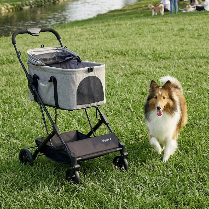 ibiyaya® Essential – Travois Tri-fold Pet Travel System XL, Pet Stroller with Detachable Carrier
