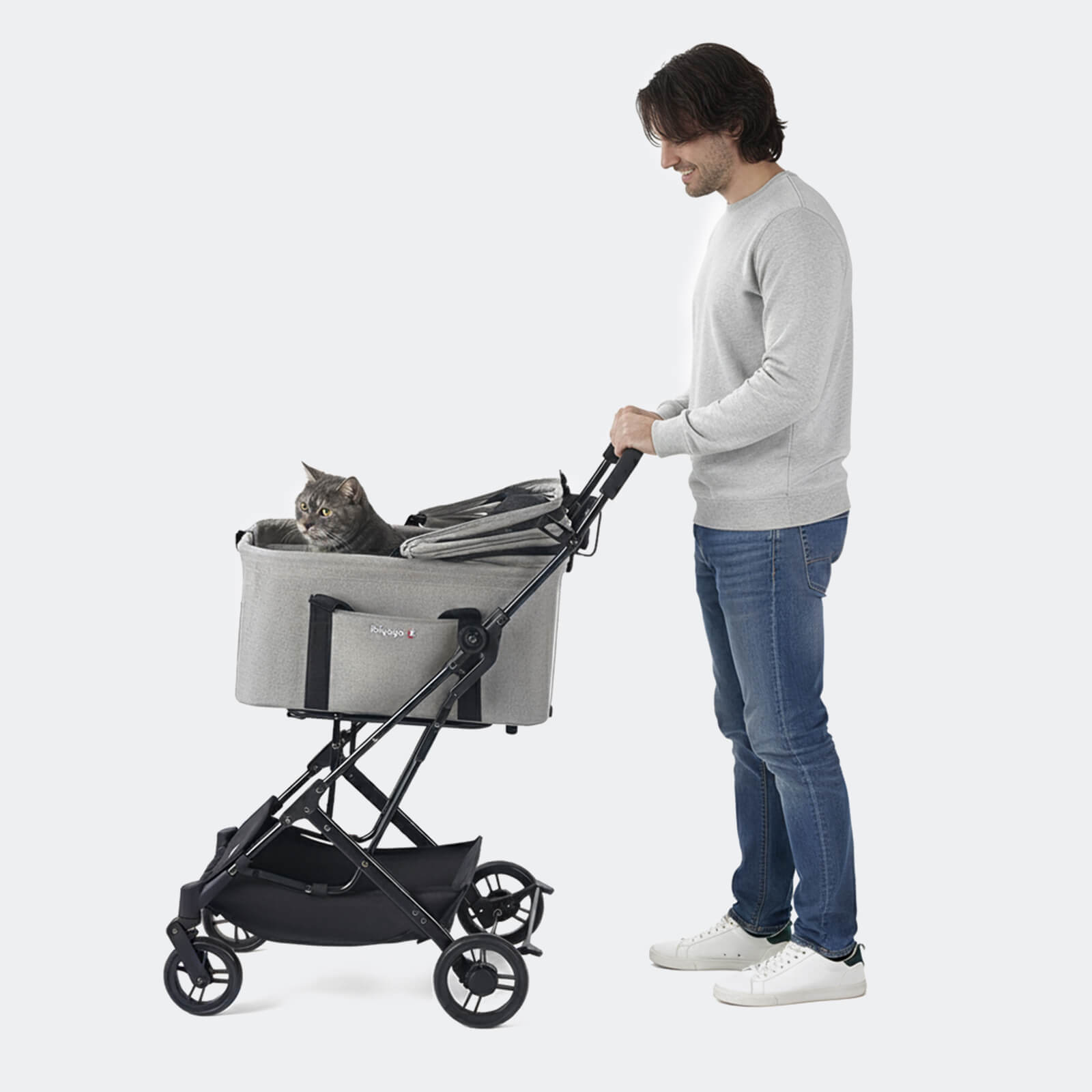 ibiyaya® Essential – Travois Tri-fold Pet Travel System XL, Pet Stroller with Detachable Carrier