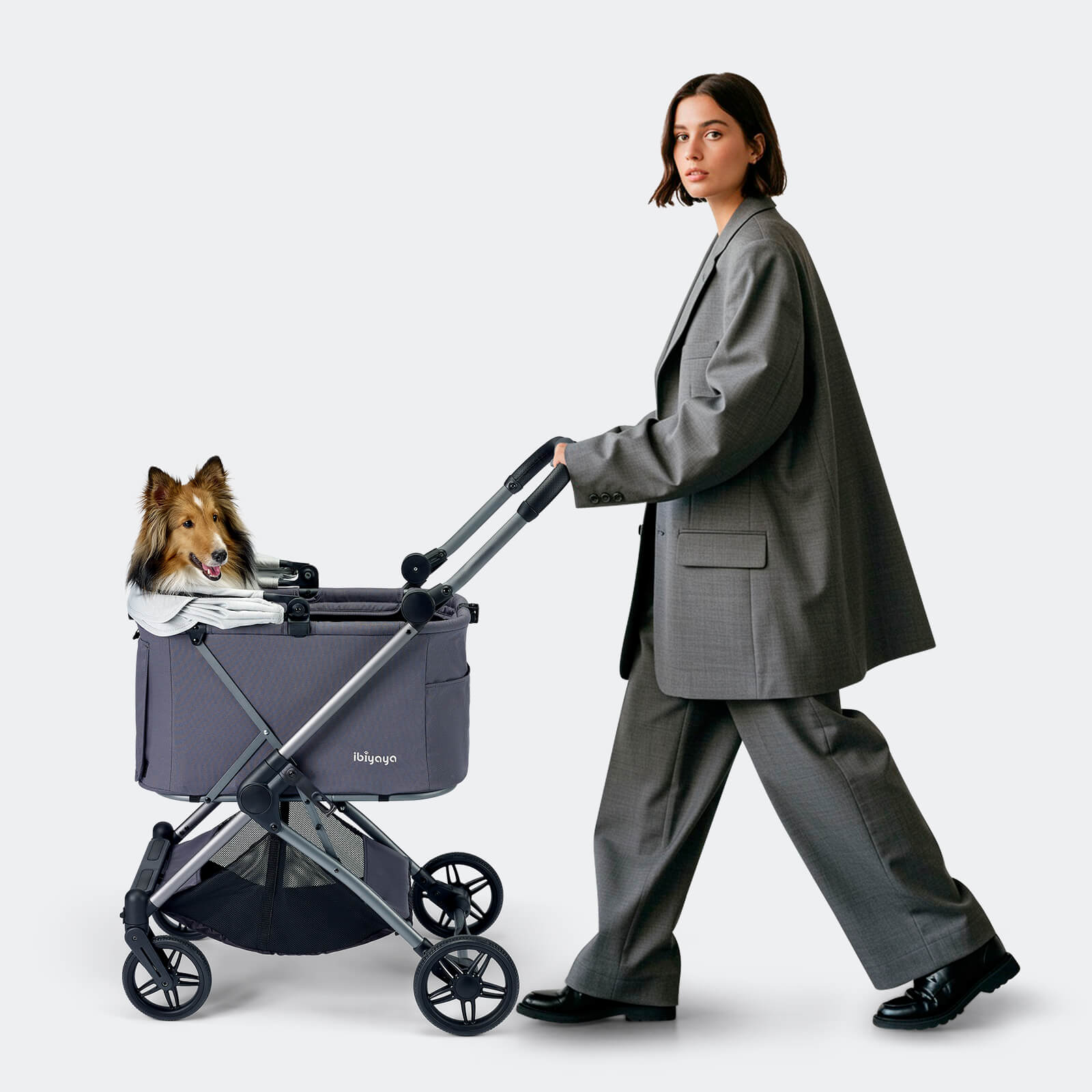 Maxi Deep Carriage Pet Stroller with Puncture-Free EVA-Rubber Wheels