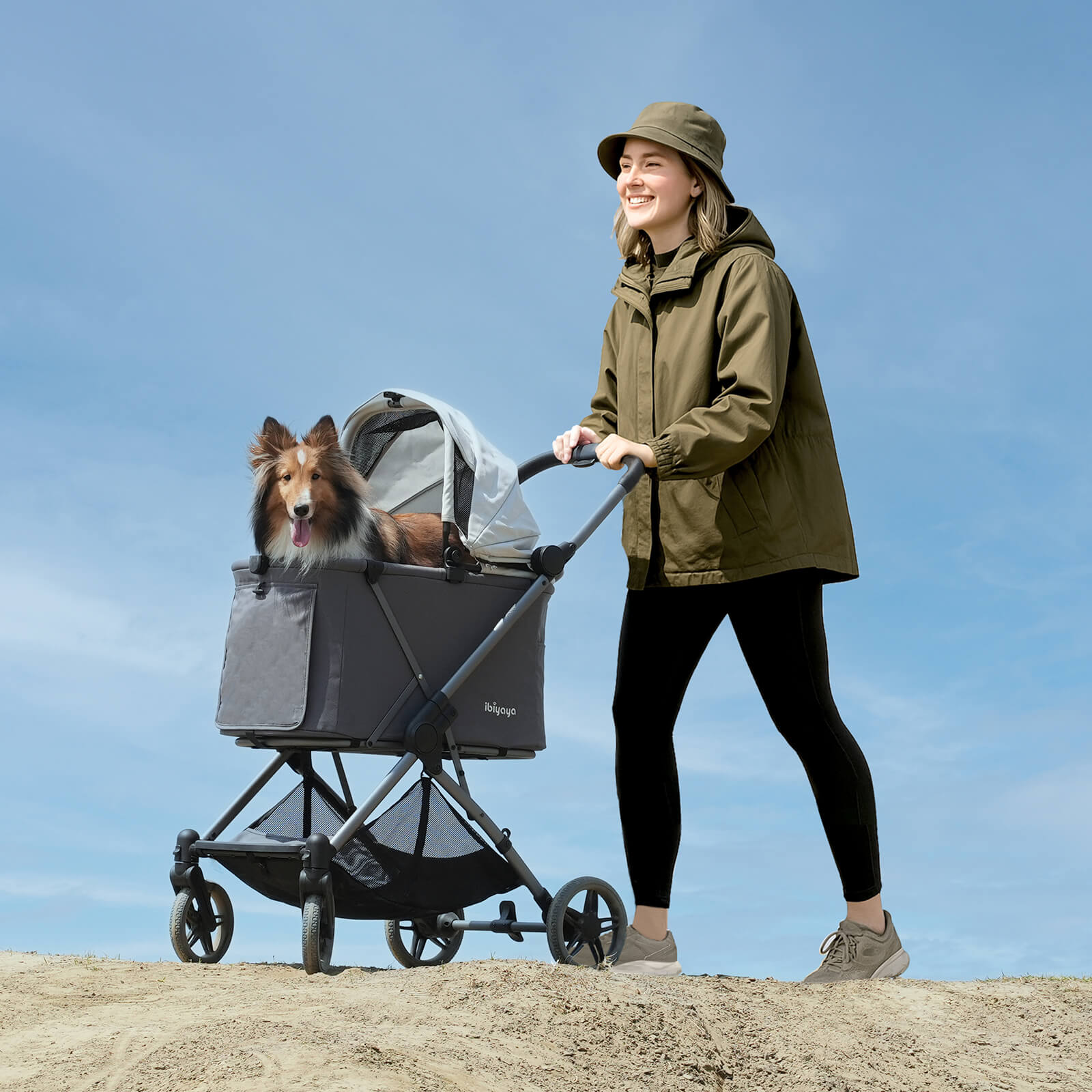 Maxi Deep Carriage Pet Stroller with Puncture-Free EVA-Rubber Wheels