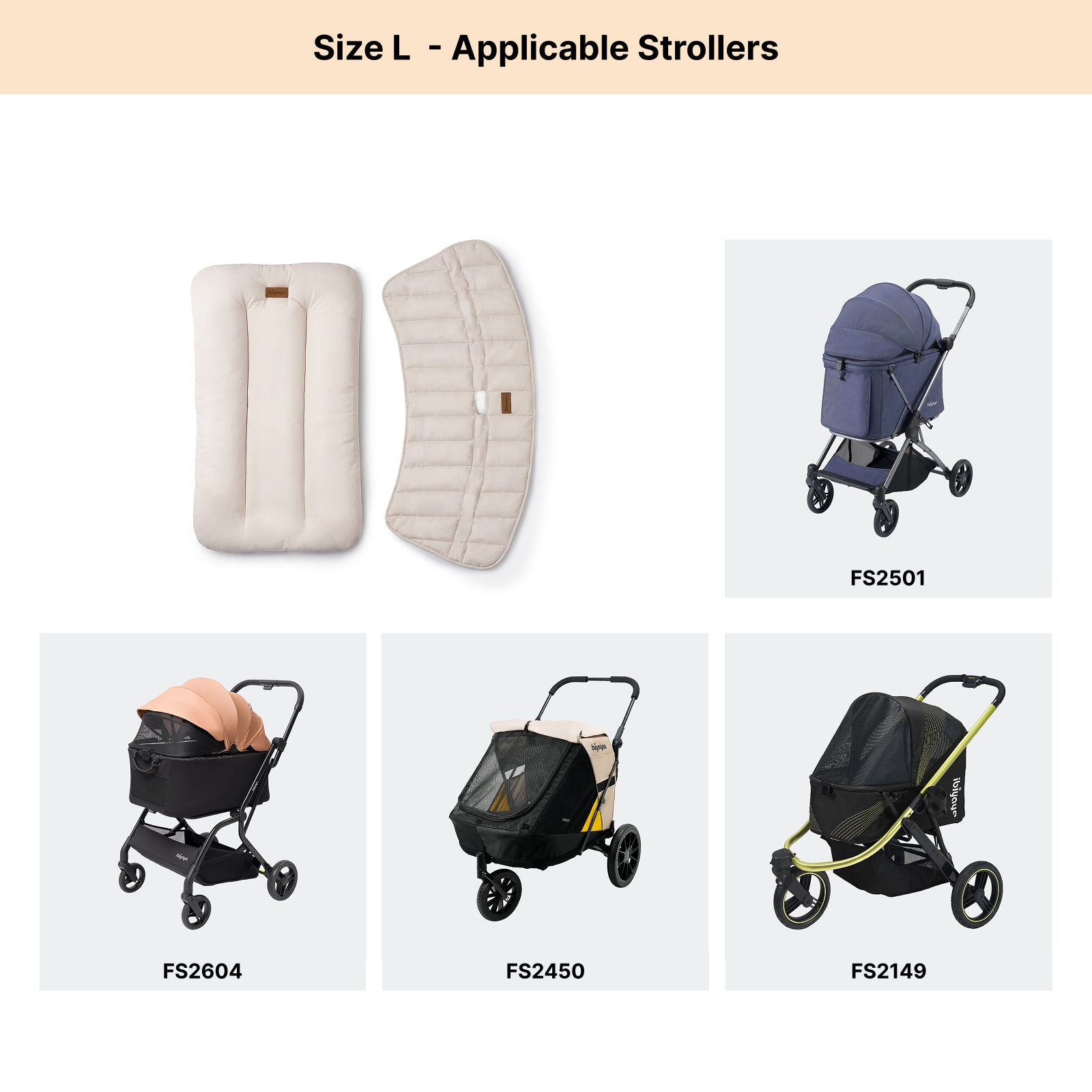 All-Season Pet Stroller Cushion Set - Large