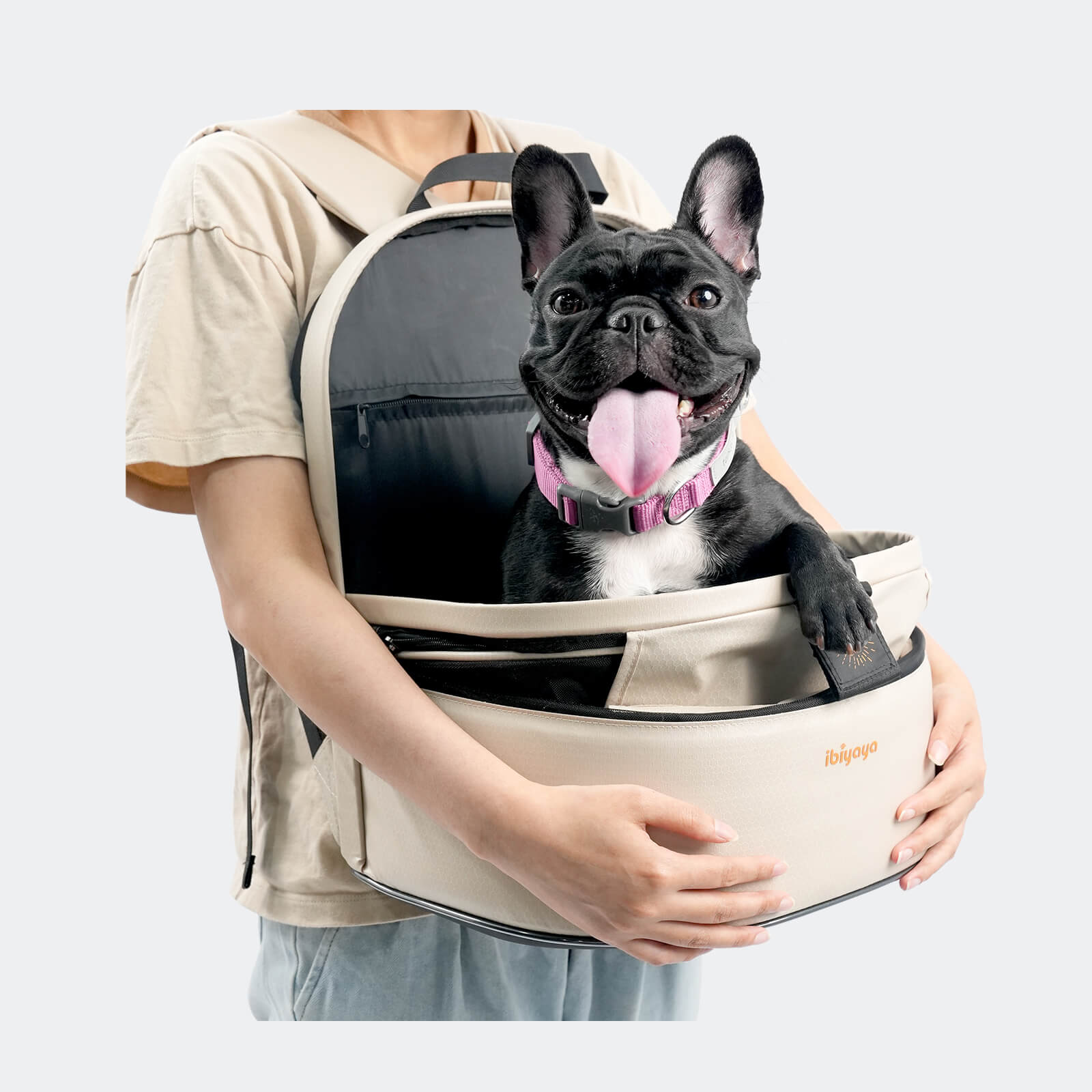 Panorama Zipper-free Small Pet Travel Carrier, Cat-Dog Chest Carrier, with Optional Wheels