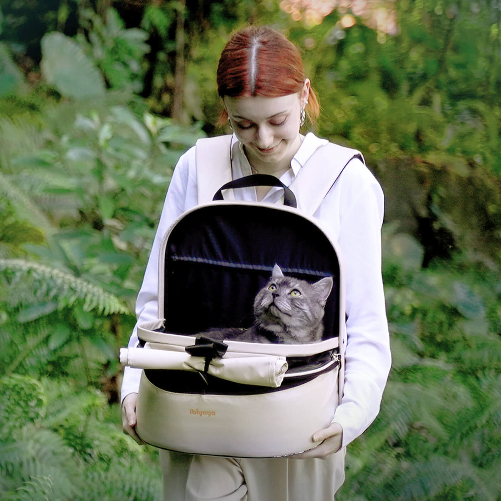 Panorama Zipper-free Small Pet Travel Carrier, Cat-Dog Chest Carrier, with Optional Wheels