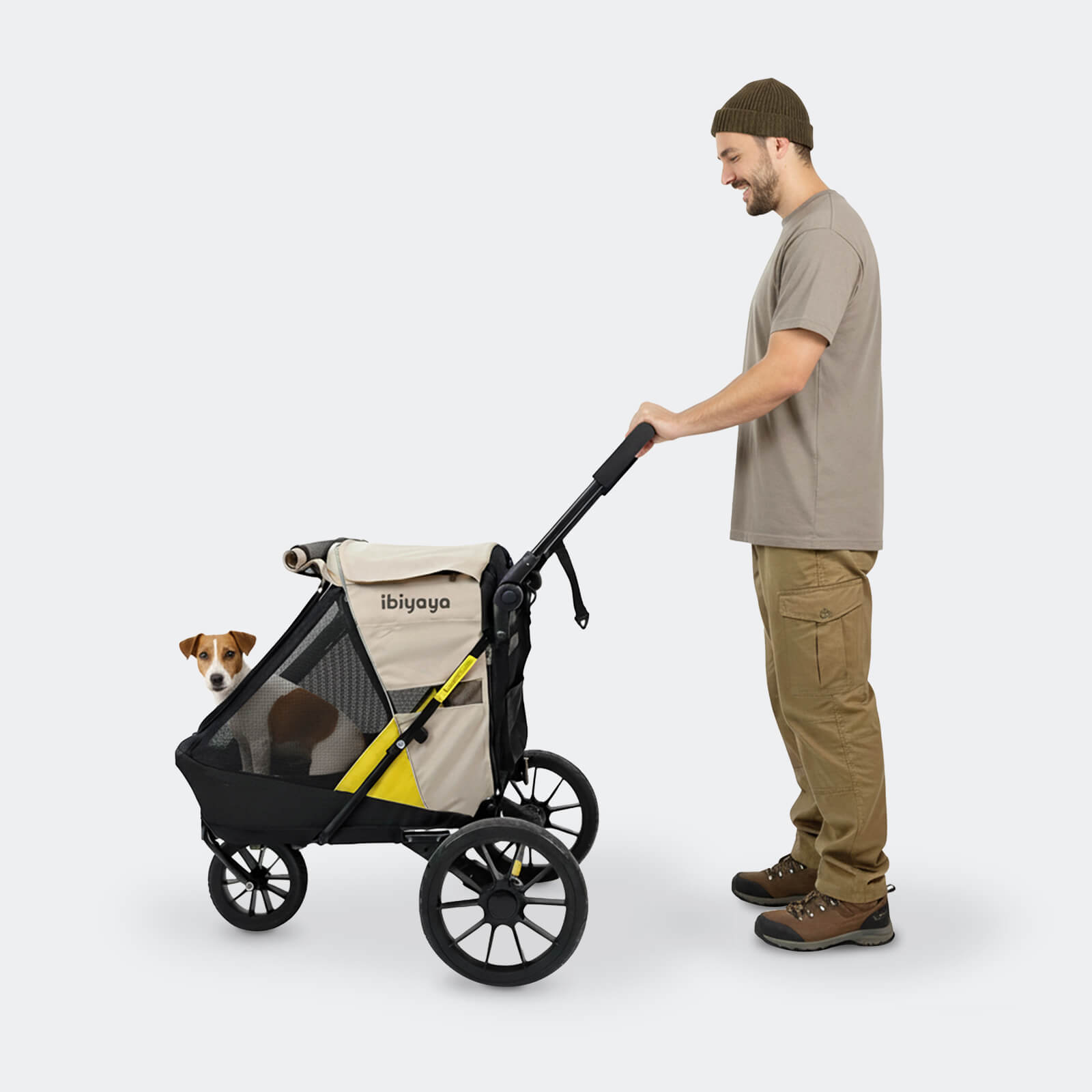 ペットカート ベージュ 3-in-1 Minika 3-in-1 Pet Stroller System Foldable Dog Bicycle Trailer & Soft