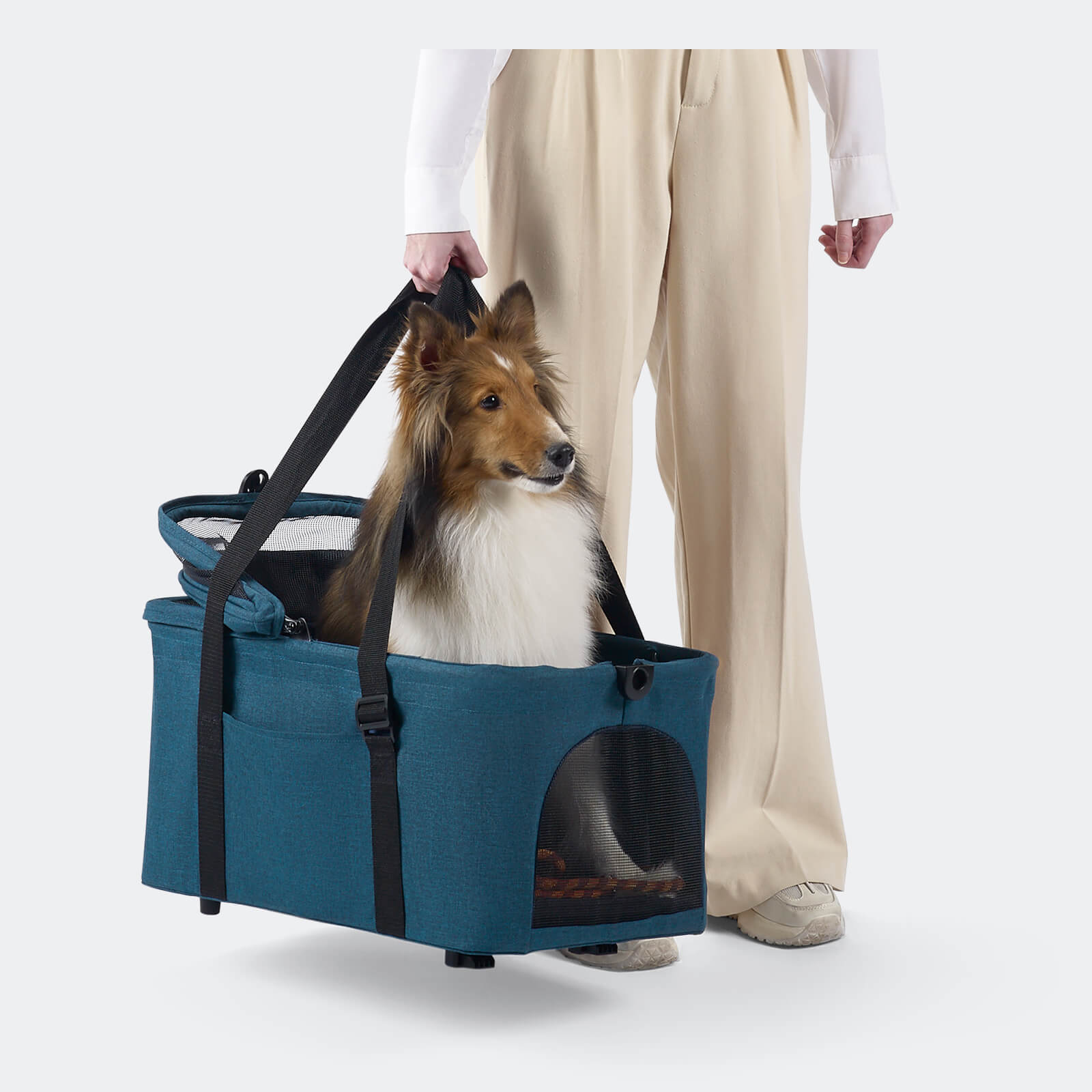 ibiyaya® Essential – Travois Tri-fold Pet Travel System XL, Pet Stroller with Detachable Carrier