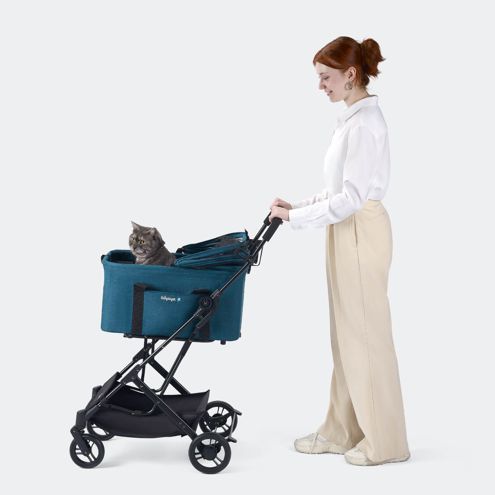 ibiyaya® Essential – Travois Tri-fold Pet Travel System XL, Pet Stroller with Detachable Carrier