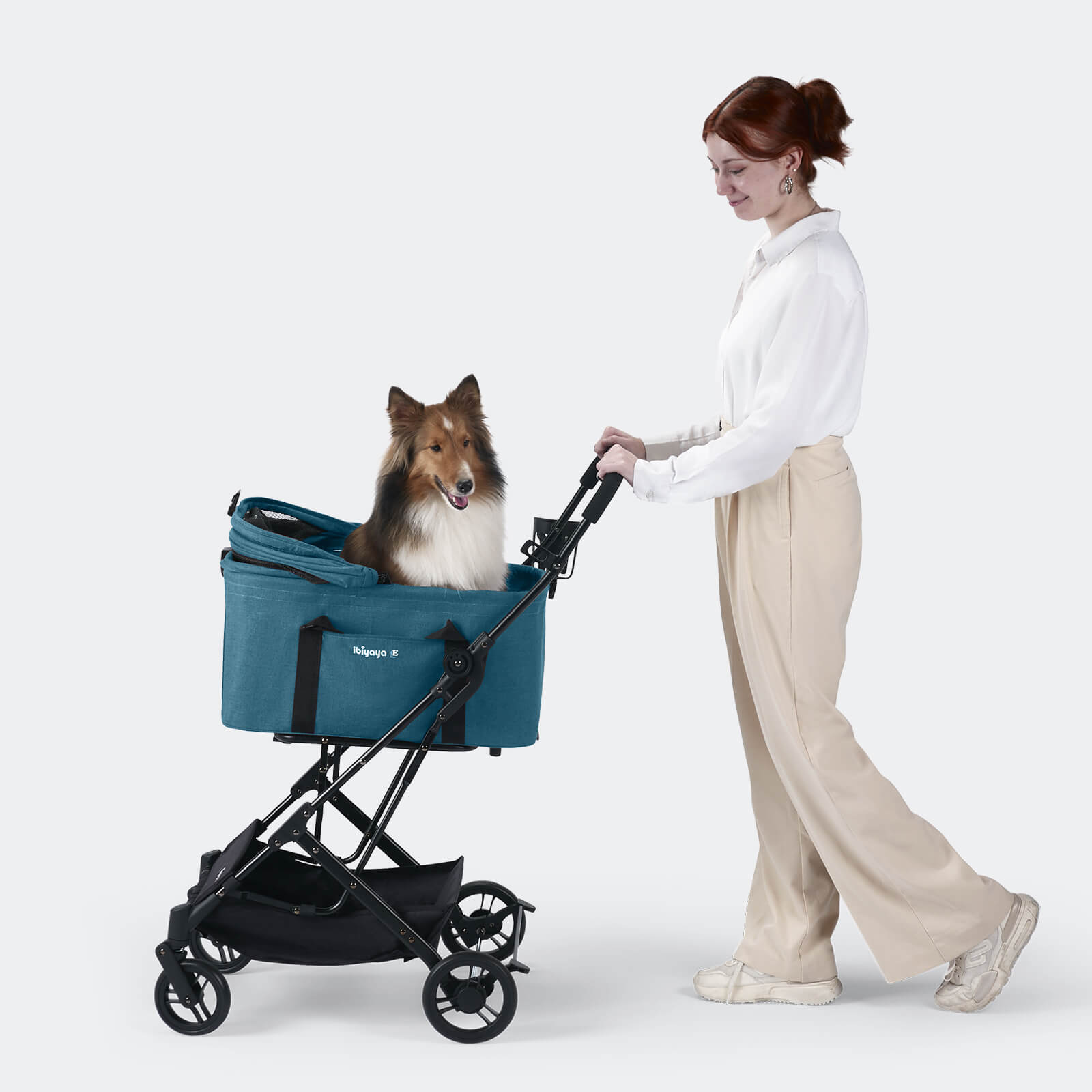 ibiyaya® Essential – Travois Tri-fold Pet Travel System XL, Pet Stroller with Detachable Carrier