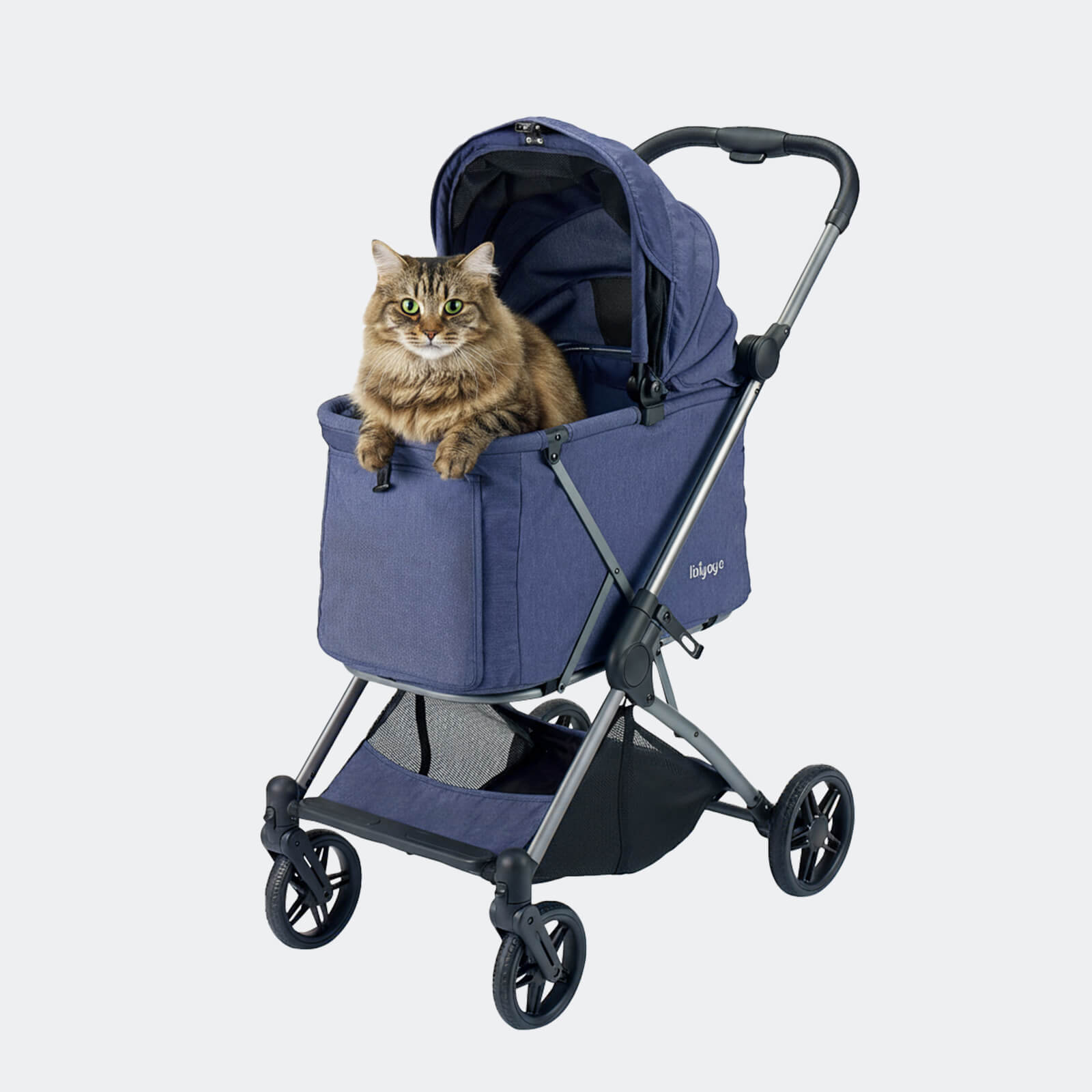 Maxi Deep Carriage Pet Stroller with Puncture-Free EVA-Rubber Wheels