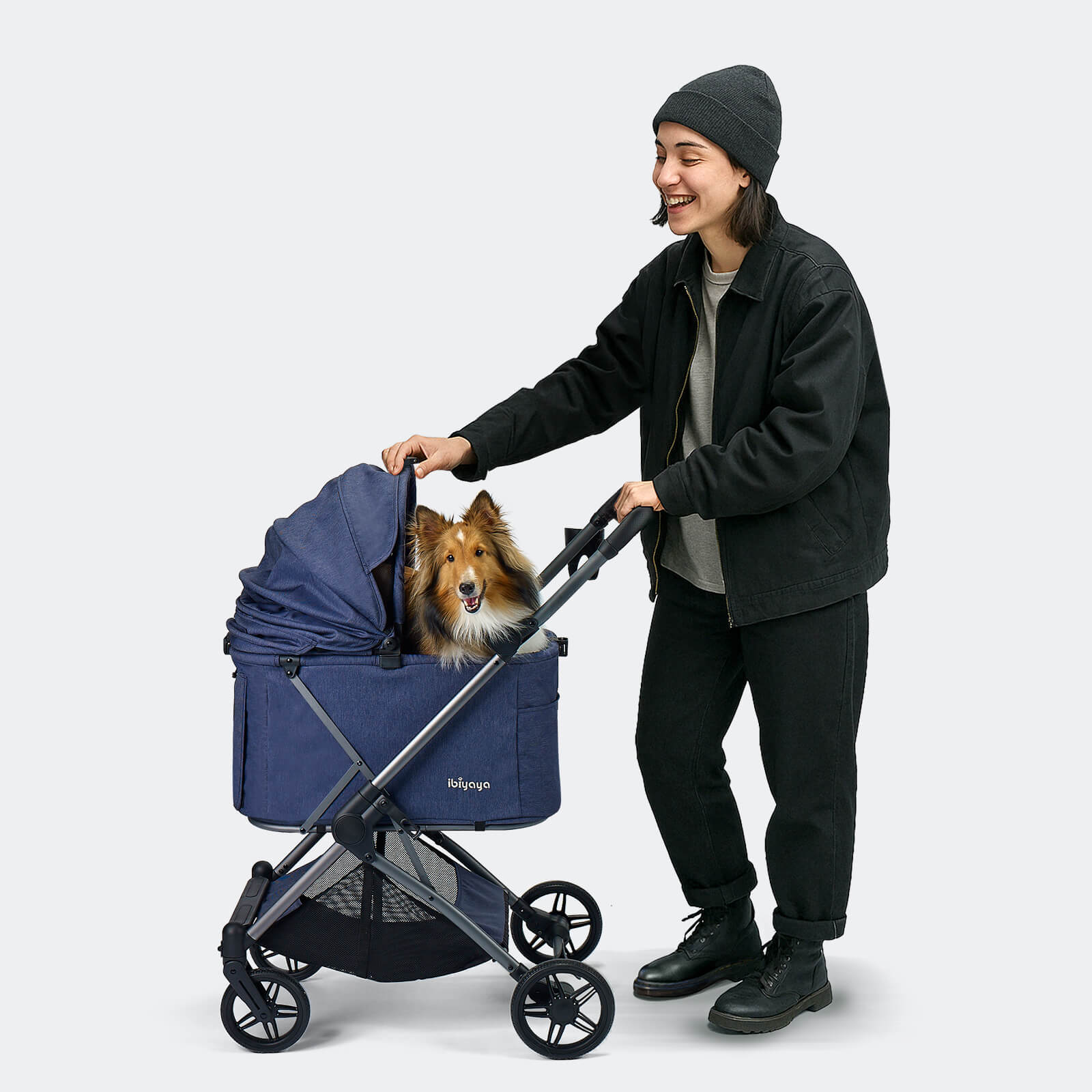 Maxi Deep Carriage Pet Stroller with Puncture-Free EVA-Rubber Wheels